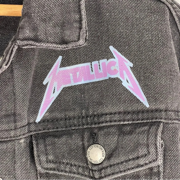 Cotton on Metalica Kids Denim Jacket Size 9-10 - Picture 5 of 8